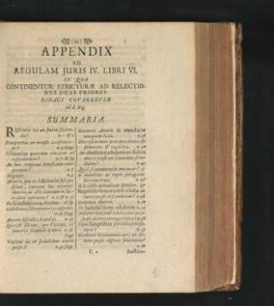 Appendix Ad Regulam Iuris IV. Libri VI.
