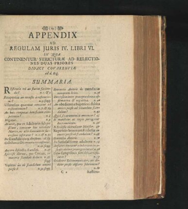 Appendix Ad Regulam Iuris IV. Libri VI.