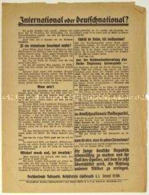 Aufruf der Deutschnationalen Volkspartei zur Wahl der Nationalversammlung 1919