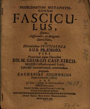 Problematum Metaphysicorum Fasciculus