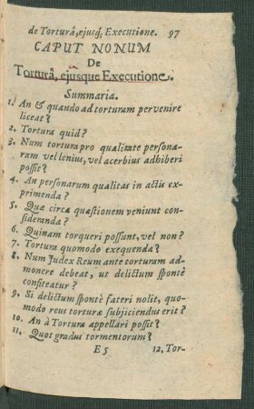 Caput Nonum De Tortura, eiusque Executione.