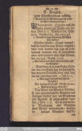 II. Fragen. zum Christenthum nöhtig.
