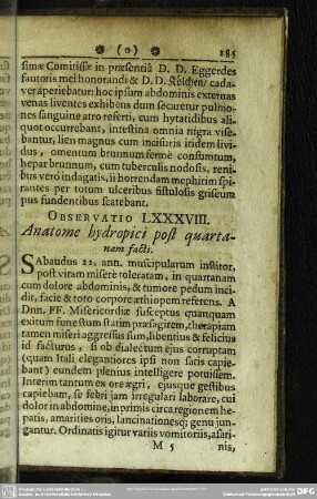 Observatio LXXXVIII. Anatome hydropici post quartanam facti