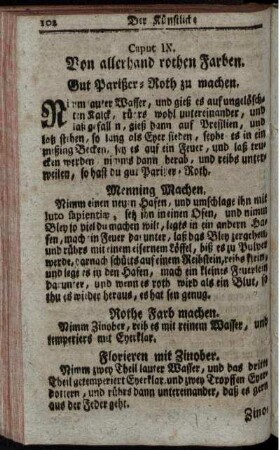 Caput IX. Von allerhand rothen Farben.