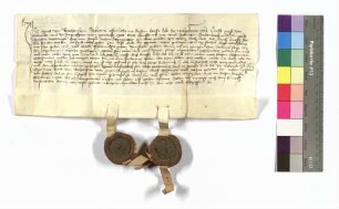 Hans von Bachenstein: Kaufschuldverschreibung Kraft von Hohenlohe um Döttingen, Goggenbach und Jungholzhausen; Siegel: Hans von Bachenstein und Caspar von Stetten.