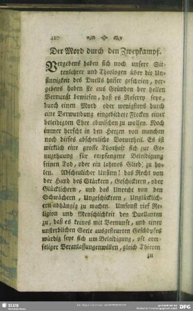 Der Mord durch den Zweykampf