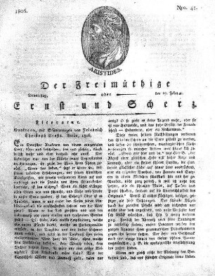Nro. 41, Donnerstag den 27. Februar 1806