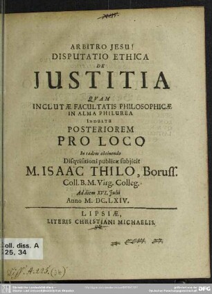 Disputatio ethica de justitia