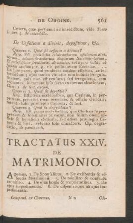 Tractatus XXIV. De Matrimonio.