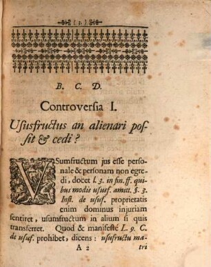 Dissertatio Jvridica exhibens Controversias De Vsvfrvctv