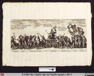 Triumphzug des römischen Kaisers, umgeben von Musikanten.