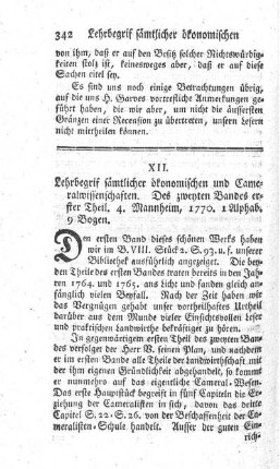 Lehrbegriff sämtlicher ökonomischer und Kameralwissenschaften. Bd.2.,T.1.