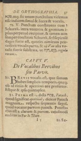 Caput V. De Vocalibus Brevibus seu Parvis