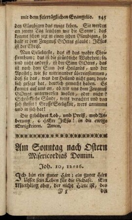 Am Sonntag nach Ostern Misericordias Domini.
