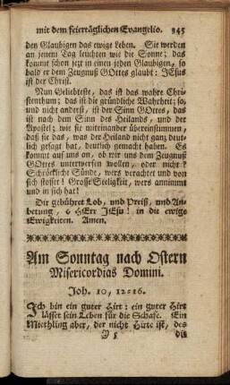 Am Sonntag nach Ostern Misericordias Domini.