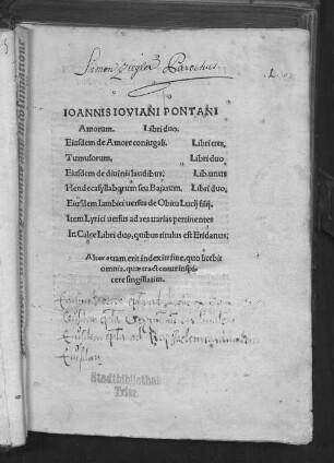 Ioannis Ioviani Pontani Amorum libri duo
