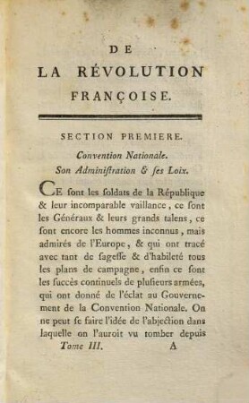 De la Révolution Françoise, 3. (1796). - 352 S.