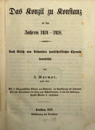 Das Konzil zu Konstanz in den Jahren 1414 - 1418