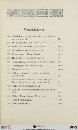 Verschiedenes (Nr. 346-362)