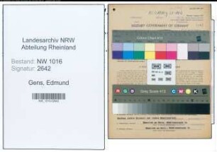 Entnazifizierung Edmund Gens , geb. 30.05.1920 (Volksschullehrer)