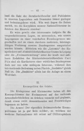 II. Kosmopoliten des Geistes.