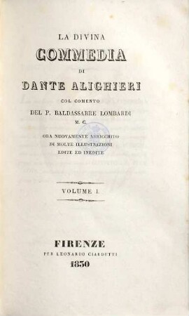 La divina commedia di Dante Alighieri, 1