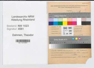 Entnazifizierung Theodor Dahmen , geb. 10.11.1901 (Regierungsrat)