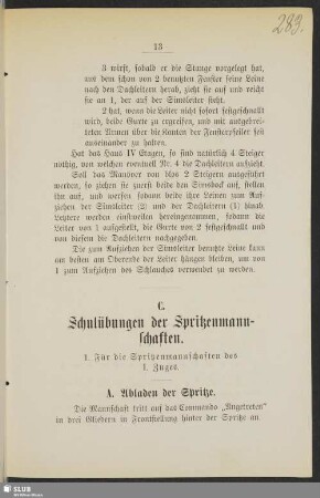 C. Schulübungen der Spritzenmannschaften