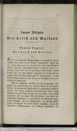 Zweyter Abschnitt. Von Triest nach Mailand