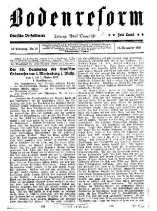 Der 28. Bundestag der deutschen Bodenreformer i. Marienburg i. Westp. : (Fortsetzung)