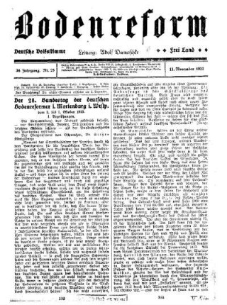Der 28. Bundestag der deutschen Bodenreformer i. Marienburg i. Westp. : (Fortsetzung)