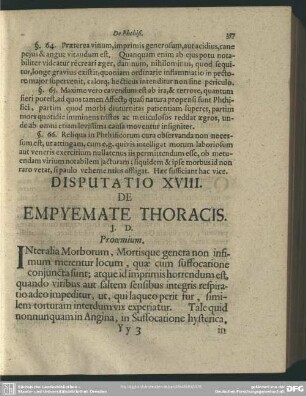 Disputatio XVIII. De Empyemate Thoracis