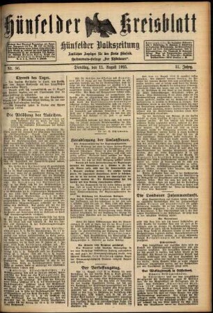 Ausgabe vom Dienstag, den 11. August 1925.