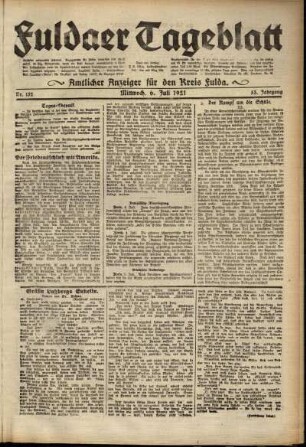 Ausgabe vom Mittwoch, den 06. Juli 1921.