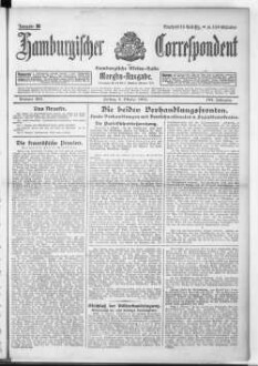 Hamburgischer Correspondent und Hamburgische Börsen-Halle : ältestes Hamburger Handels- u. Börsenbl. ; bedeutendste u. größte Schiffahrts-Zeitung Deutschlands, Morgenausgabe