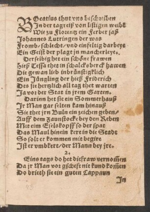 BOcatius thut vns beschreiben || Jn der tagreiß von listigen weibe ||