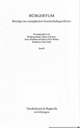 Wege zur Geschichte des Bürgertums : vierzehn Beiträge