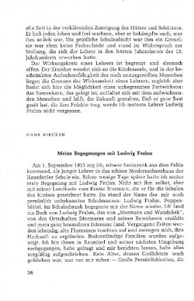 Meine Begegnungen mit Ludwig Frahm