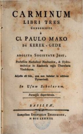 Carminum Libri Tres