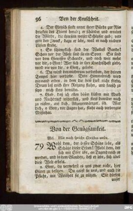 Von der Genügsamkeit.