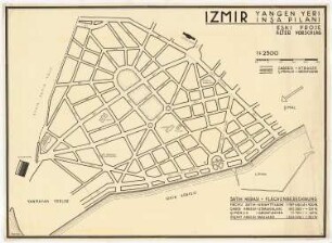 Bebauungsplan der Stadterweiterung Izmir Nördliche Stadterweiterung: Umzeichnung eines älteren Vorschlags: Grundplan 1:2500, Maßstabsleiste