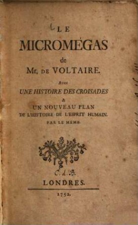Le Micromégas de Mr. de Voltaire