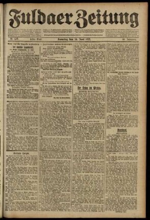 Erste Ausgabe vom Samstag, den 16. Juni 1917.