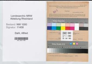 Entnazifizierung Alfred Dahl, geb. 06.05.1901 (Bankangest.)