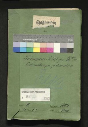 Kämmerei-Etat 1890/91