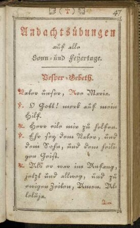 Andachtsübungen auf alle Sonn- und Feyertage.