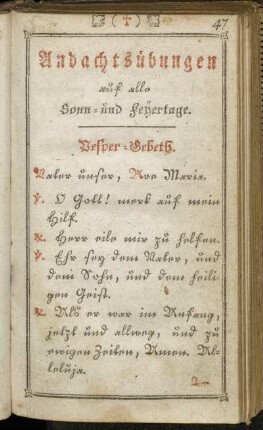 Andachtsübungen auf alle Sonn- und Feyertage.