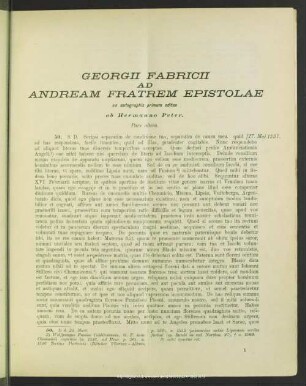 Georgii Fabricii ad Andream fratrem epistolae