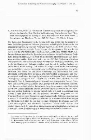 Rezension von: Klaus Kortüm: PORTUS – Pforzheim. Untersuchungen zur Archäologie und Geschichte in römischer Zeit
