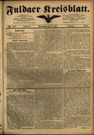 Ausgabe vom Samstag, den 27. Juli 1907.